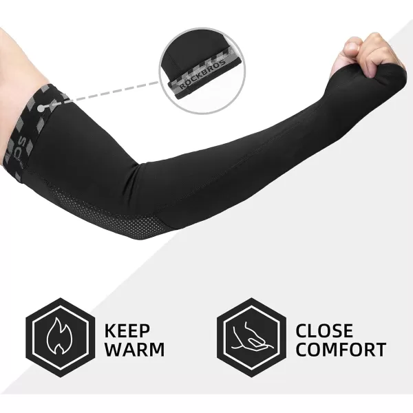 imageROCKBROS Arm Warmers Thermal Arm Sleeves with Thumb Holes for Men Women