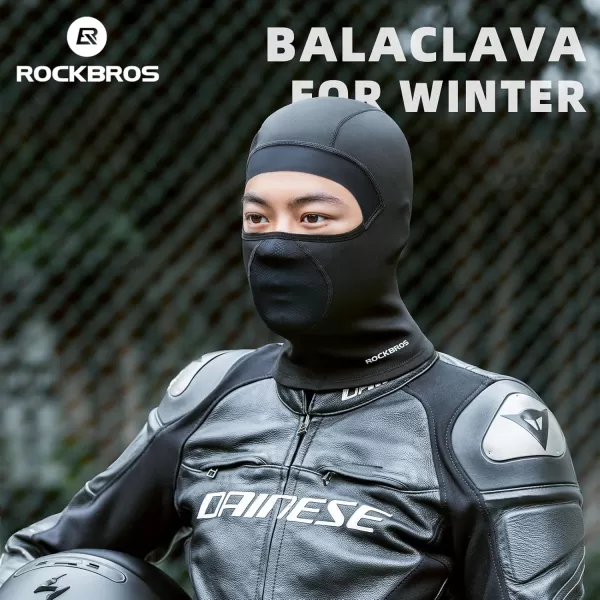 imageROCKBROS Balaclava Ski Mask Thermal Full Face Mask for Cold Weather Windproof Face Cover Under Helmet Wear Neck Warmer for Men Women Head Mask for Motorcycling Cycling Black