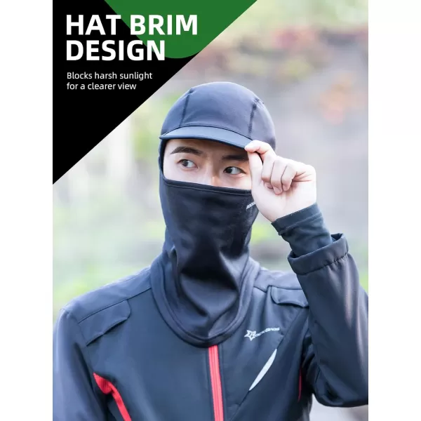 imageROCKBROS Balaclava Ski Mask Thermal Full Face Mask with Brim Neck Warmer for Cold Weather Windproof Face Cover Under Helmet Wear Head Mask for Cycling Skiing Black