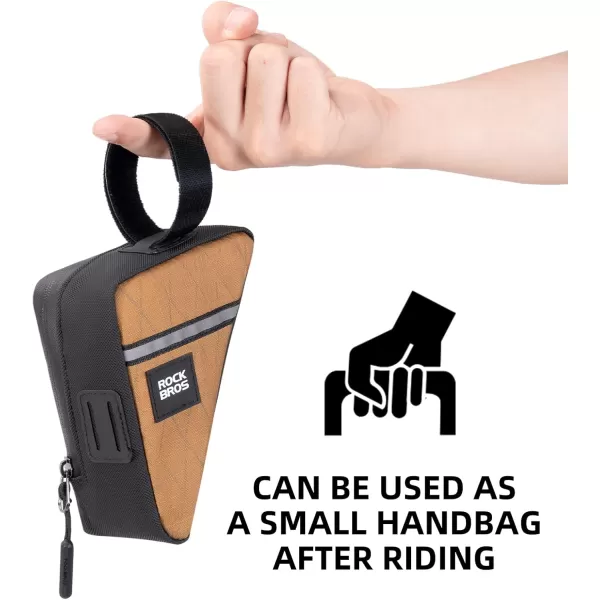 imageROCKBROS Bike Bag Small Tool Bag Bike Frame Pouch Triangle Bike Pouch Waterproof Small Bicycle Bag for Boys Girls Men Women Small Pouch for Road Folding Bike AccessoriesKhaki