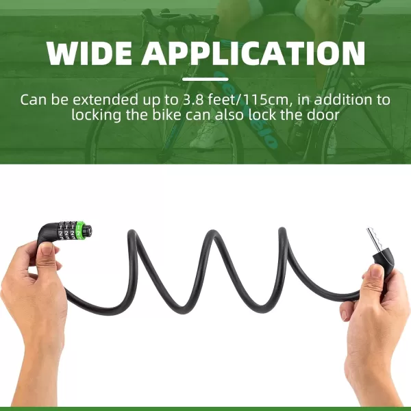 imageROCKBROS Bike Cable Lock Resettable Combination Bike Lock Thickened Bicycle Lock Anti Theft 933mm Cut Lightweight Bike Lock for MotorcycleScooterDoor 38 feet115 cm