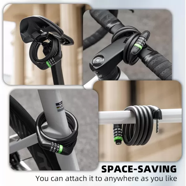 imageROCKBROS Bike Cable Lock Resettable Combination Bike Lock Thickened Bicycle Lock Anti Theft 933mm Cut Lightweight Bike Lock for MotorcycleScooterDoor 38 feet115 cm
