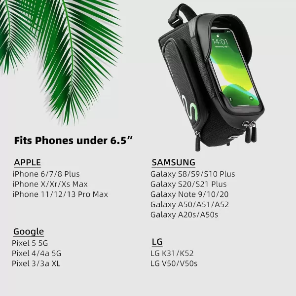 imageROCKBROS Bike Frame Bag Bike Phone Mount Bag Bicycle Phone Holder with Side Bags Bike Top Tube Bag for Cycling Mountain Road Bike Pouch Accessories Storage Bag