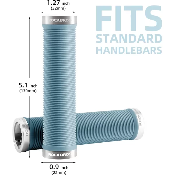 imageROCKBROS Bike Grips Bike Handlebar Grips Double Lockon Mountain Bike Grips Comfortable AntiSlip Handlebar Grips for Mountain Bike BMX Bike Scooter Beach Cruiser Folding Bikeblue
