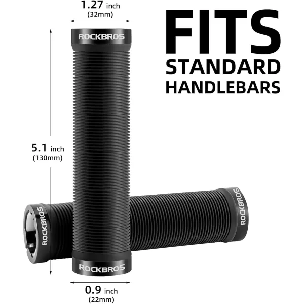 imageROCKBROS Bike Grips Bike Handlebar Grips Double Lockon Mountain Bike Grips Comfortable AntiSlip Handlebar Grips for Mountain Bike BMX Bike Scooter Beach Cruiser Folding Bikeblack