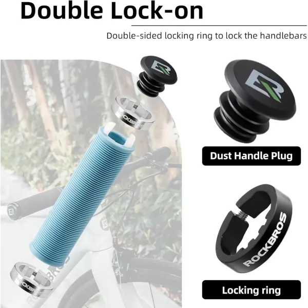 imageROCKBROS Bike Grips Bike Handlebar Grips Double Lockon Mountain Bike Grips Comfortable AntiSlip Handlebar Grips for Mountain Bike BMX Bike Scooter Beach Cruiser Folding Bikeblue