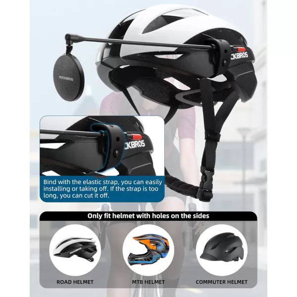 imageROCKBROS Bike Helmet Mirror 55cm HD Mirror Flexible Frame Detachable Design MTB Helmet Mirror for Bicycle Cycling Helmet Bike AccessoiresBlack55cm