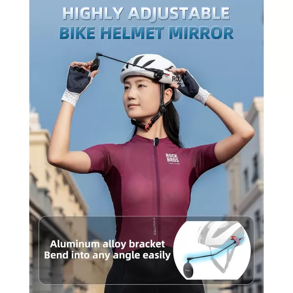 imageROCKBROS Bike Helmet Mirror 55cm HD Mirror Flexible Frame Detachable Design MTB Helmet Mirror for Bicycle Cycling Helmet Bike AccessoiresBlack55cm