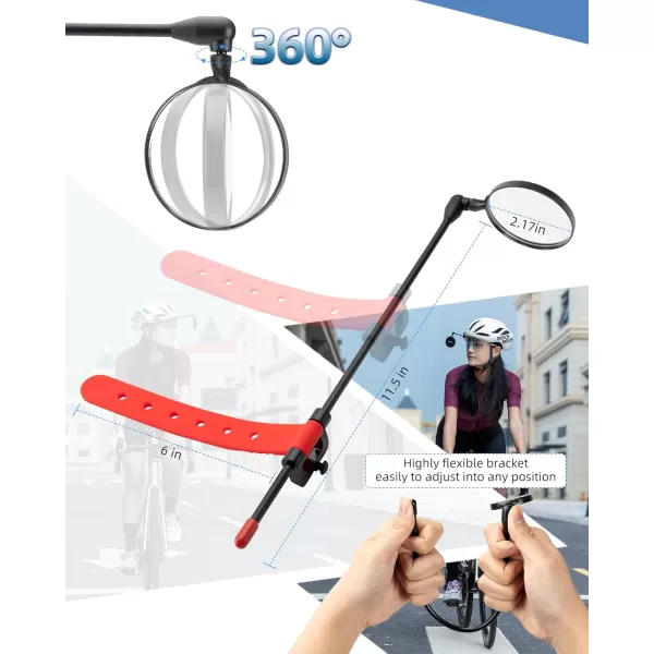 imageROCKBROS Bike Helmet Mirror 55cm HD Mirror Flexible Frame Detachable Design MTB Helmet Mirror for Bicycle Cycling Helmet Bike AccessoiresRed55cm