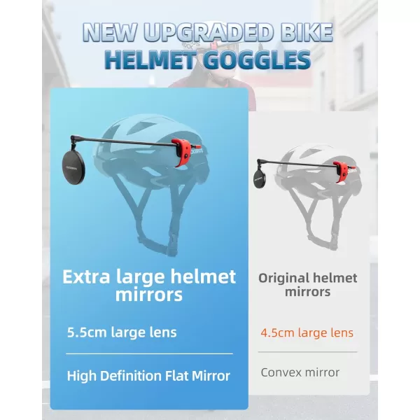 imageROCKBROS Bike Helmet Mirror 55cm HD Mirror Flexible Frame Detachable Design MTB Helmet Mirror for Bicycle Cycling Helmet Bike AccessoiresRed55cm