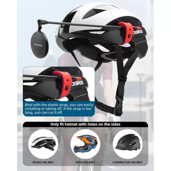 imageROCKBROS Bike Helmet Mirror 55cm HD Mirror Flexible Frame Detachable Design MTB Helmet Mirror for Bicycle Cycling Helmet Bike AccessoiresRed55cm