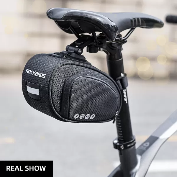 imageROCKBROS Bike Saddle Bag Bike Bag Under Seat Bag Bicycle Seat Pack Pouch for Cycling Adjustable Mounting