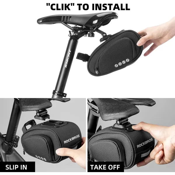imageROCKBROS Bike Saddle Bag Bike Bag Under Seat Bag Bicycle Seat Pack Pouch for Cycling Adjustable Mounting