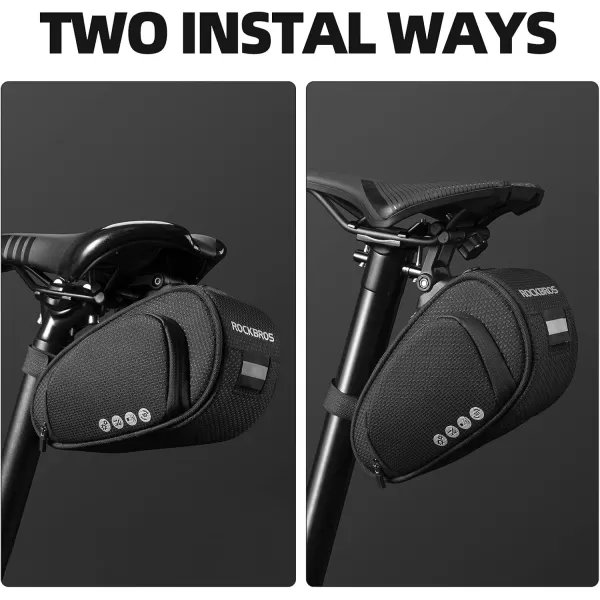 imageROCKBROS Bike Saddle Bag Bike Bag Under Seat Bag Bicycle Seat Pack Pouch for Cycling Adjustable Mounting