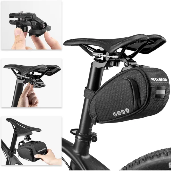 imageROCKBROS Bike Saddle Bag Bike Bag Under Seat Bag Bicycle Seat Pack Pouch for Cycling Adjustable Mounting