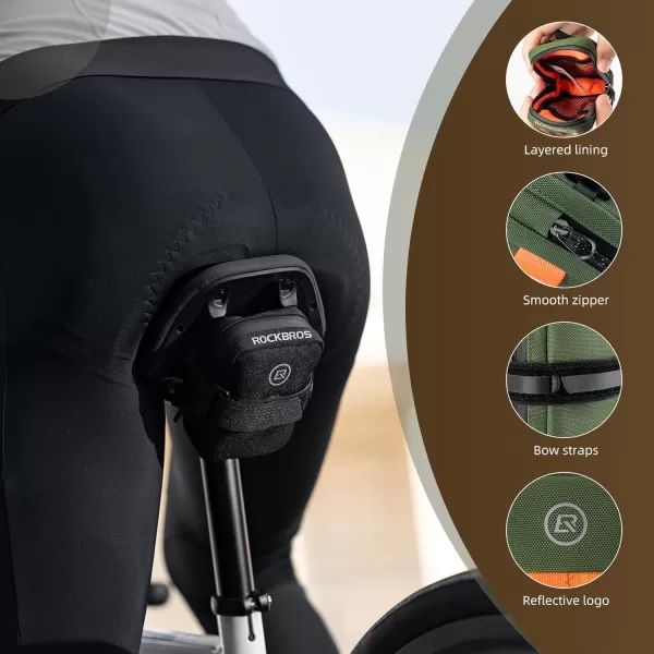 imageROCKBROS Bike Saddle Bag Bike Seat Bag Small Bike Bag Under Seat Small Lightweight and Portable Saddle Bag for Road BikesBrown