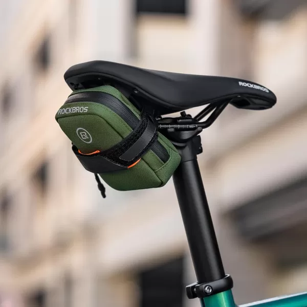 imageROCKBROS Bike Saddle Bag Bike Seat Bag Small Bike Bag Under Seat Small Lightweight and Portable Saddle Bag for Road BikesGreen