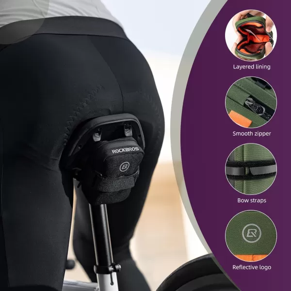 imageROCKBROS Bike Saddle Bag Bike Seat Bag Small Bike Bag Under Seat Small Lightweight and Portable Saddle Bag for Road BikesPurple