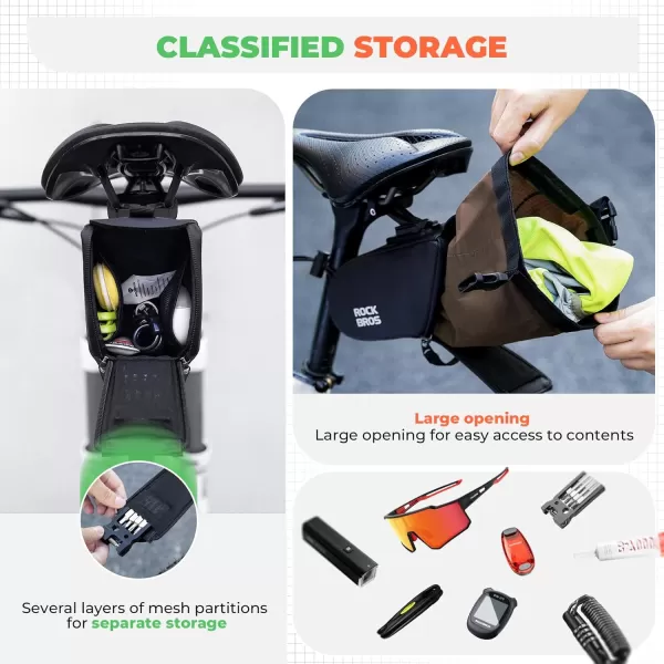 imageROCKBROS Bike Saddle Bag Bike Seat Bag With Bucket Bag Bike Bag Under Seat for Mountain Road Bikes Quick Release 0813L