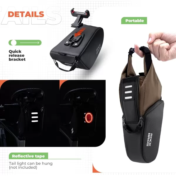 imageROCKBROS Bike Saddle Bag Bike Seat Bag With Bucket Bag Bike Bag Under Seat for Mountain Road Bikes Quick Release 0813L
