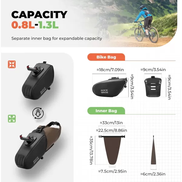 imageROCKBROS Bike Saddle Bag Bike Seat Bag With Bucket Bag Bike Bag Under Seat for Mountain Road Bikes Quick Release 0813L