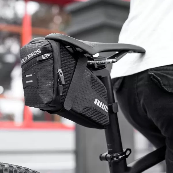 imageROCKBROS Bike Saddle Bag Seat Bag Bike Bag Under Seat 15L Bicycle Bag Cycling Accessories Storage Pouch Bike Wedge Pack for Mountain Road Bike