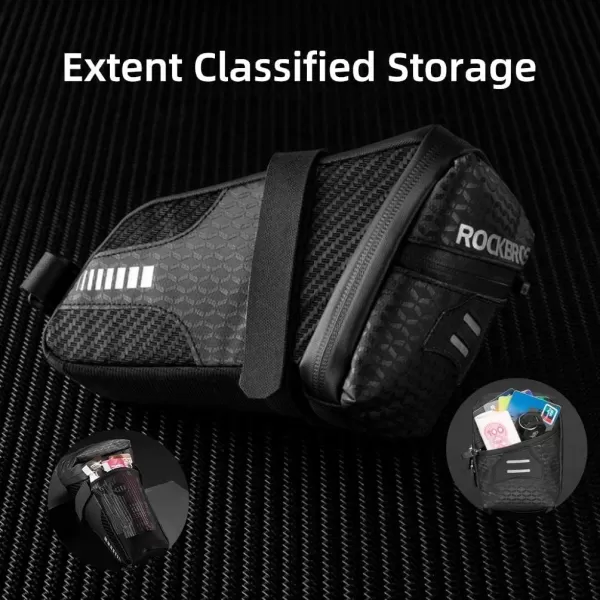 imageROCKBROS Bike Saddle Bag Seat Bag Bike Bag Under Seat 15L Bicycle Bag Cycling Accessories Storage Pouch Bike Wedge Pack for Mountain Road Bike