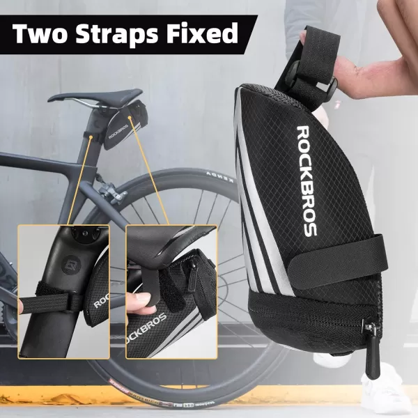 imageROCKBROS Bike Saddle Bag Small Seat Bag Bicycle Bag Under Seat Bike Accessories Storage Pouch Ultralight Cycling Wedge Pack for Road Mountain MTB Foldable Bike