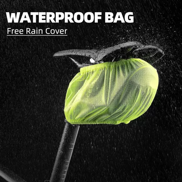 imageROCKBROS Bike Seat Bag Saddle Bag Bicycle with LED Light Bike Bag Under Seat 3D Shell Bike Storage Bag Waterproof Bike Pouch with Rain Cover for Road Mountain Bikes