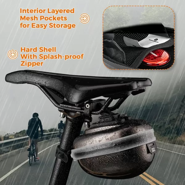 imageROCKBROS Bike Seat Bag Small Bicycle Saddle Bag Under Seat Bike Accessories Storage Pouch WaterResistant Hard Shell Cycling Seat Pack for Mountain Road BikesYellow