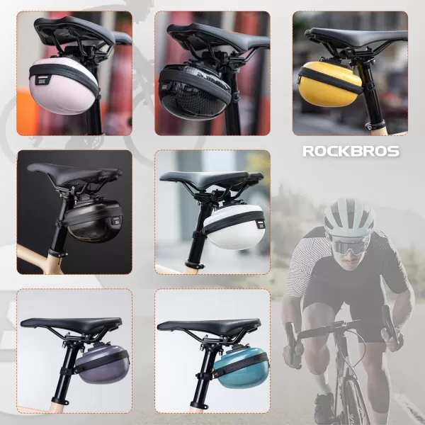 imageROCKBROS Bike Seat Bag Small Bicycle Saddle Bag Under Seat Bike Accessories Storage Pouch WaterResistant Hard Shell Cycling Seat Pack for Mountain Road BikesYellow