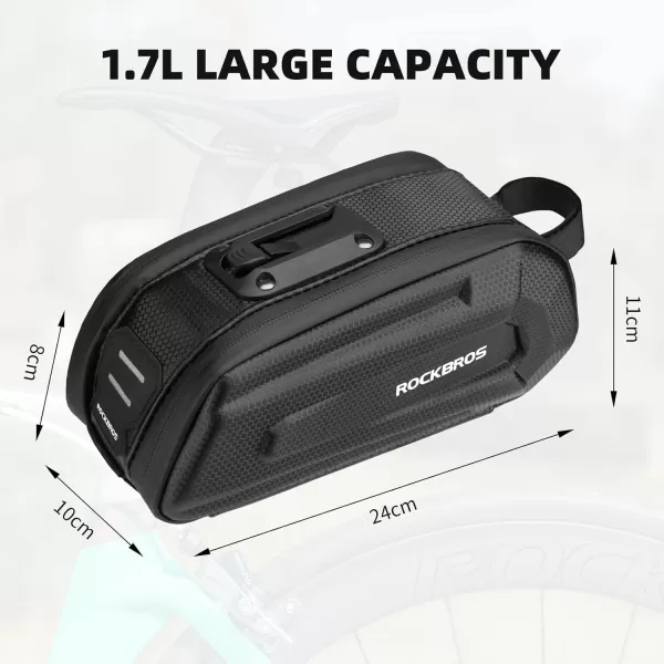 imageROCKBROS BikeBicycle Saddle Bag Under Seat 3D Hard Shell Bike Seat Bag with Silver Reflective Strip Bike Bag for Mountain Road Bikes Quick Release 17L