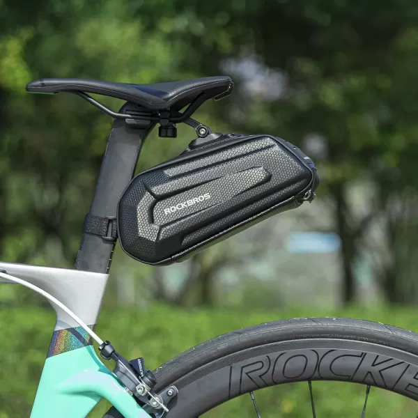 imageROCKBROS BikeBicycle Saddle Bag Under Seat 3D Hard Shell Bike Seat Bag with Silver Reflective Strip Bike Bag for Mountain Road Bikes Quick Release 17L