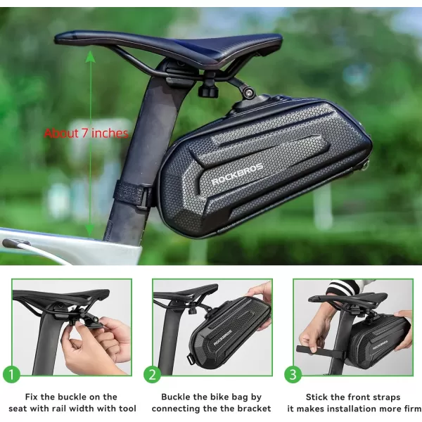 imageROCKBROS BikeBicycle Saddle Bag Under Seat 3D Hard Shell Bike Seat Bag with Silver Reflective Strip Bike Bag for Mountain Road Bikes Quick Release 17L