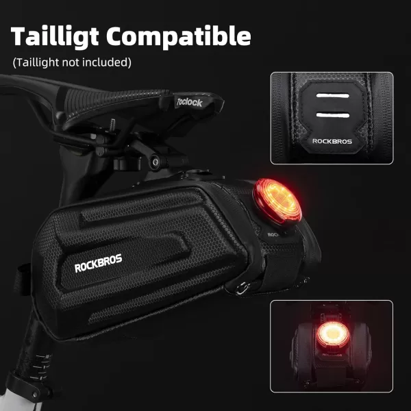 imageROCKBROS BikeBicycle Saddle Bag Under Seat 3D Hard Shell Bike Seat Bag with Silver Reflective Strip Bike Bag for Mountain Road Bikes Quick Release 17L
