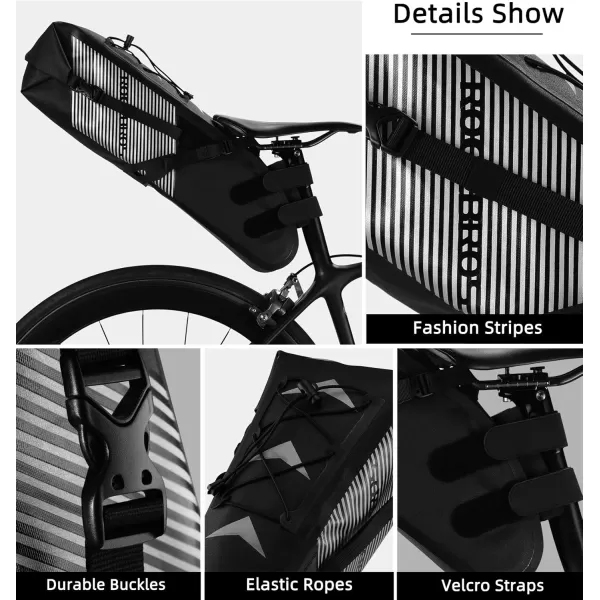 imageROCKBROS Bikepacking Bag Waterproof Bike Saddle Bag Large Capacity Bikepacking Seat Bag Road Mountain Bike Seat Bag Max 10LMax 10L