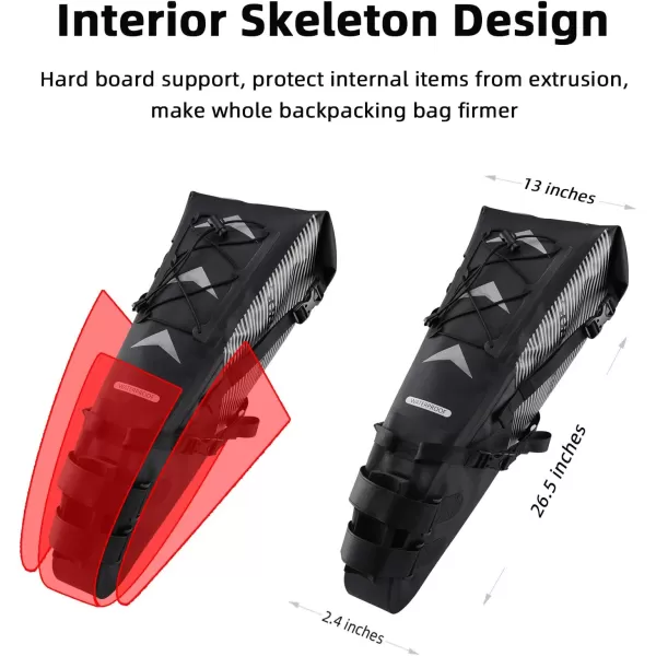imageROCKBROS Bikepacking Bag Waterproof Bike Saddle Bag Large Capacity Bikepacking Seat Bag Road Mountain Bike Seat Bag Max 10LMax 10L