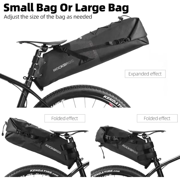 imageROCKBROS Bikepacking Bag Waterproof Bike Saddle Bag Large Capacity Bikepacking Seat Bag Road Mountain Bike Seat Bag Max 10LMax 14L