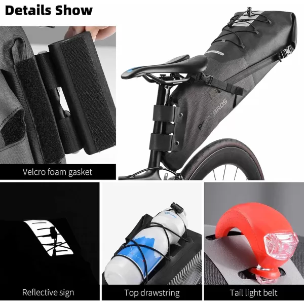 imageROCKBROS Bikepacking Bag Waterproof Bike Saddle Bag Large Capacity Bikepacking Seat Bag Road Mountain Bike Seat Bag Max 10LMax 14L