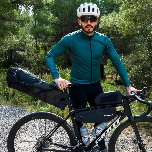 imageROCKBROS Bikepacking Bag Waterproof Bike Saddle Bag Large Capacity Bikepacking Seat Bag Road Mountain Bike Seat Bag Max 10LMax 14L