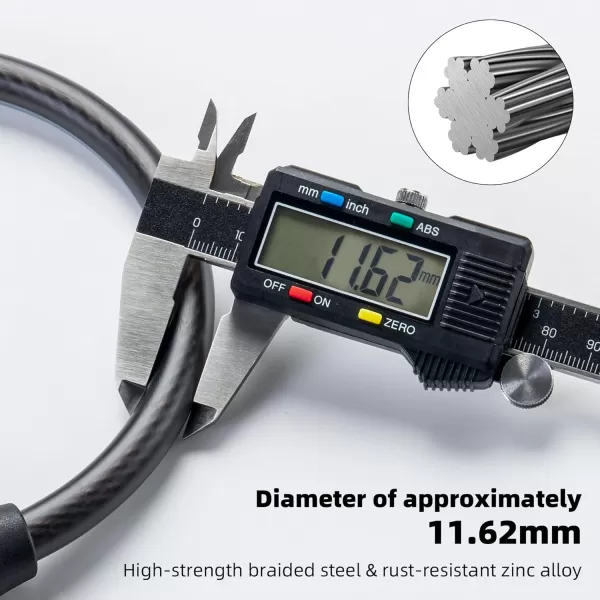 imageROCKBROS Cable Lock Combination Bike Lock 4 Digit Mini Lock 114 Long Resettable Cable Lock AntiTheft Accessories Black