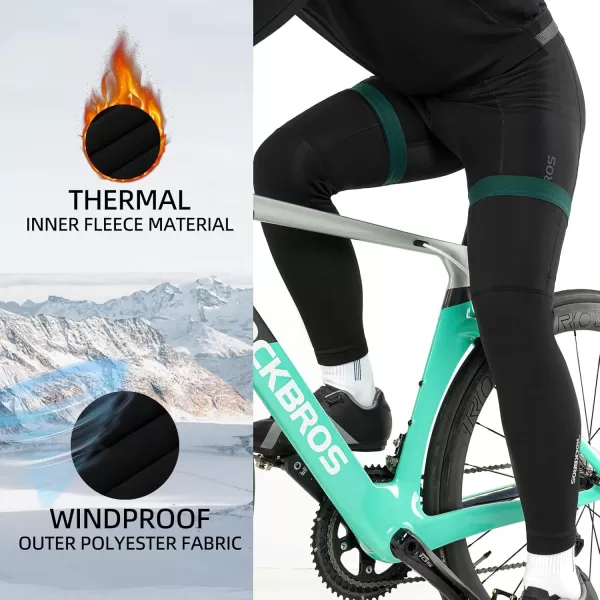 imageROCKBROS Cycling Leg Warmers for Men Women Winter Long Leg Sleeves Compression Knee Leg WarmerBlack Green