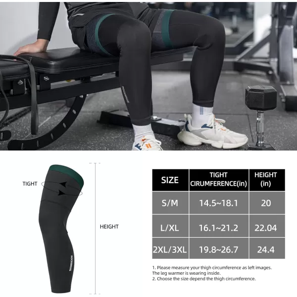 imageROCKBROS Cycling Leg Warmers for Men Women Winter Long Leg Sleeves Compression Knee Leg WarmerBlack Green