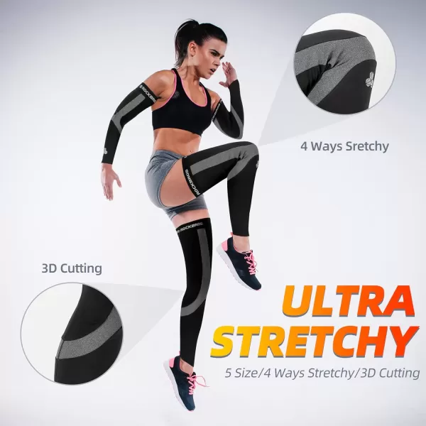 imageROCKBROS Cycling Running Leg Warmers for Men Women Winter Cold Weather Leg Warmer Thermal Fleece Long Leg Sleeves NonSlip