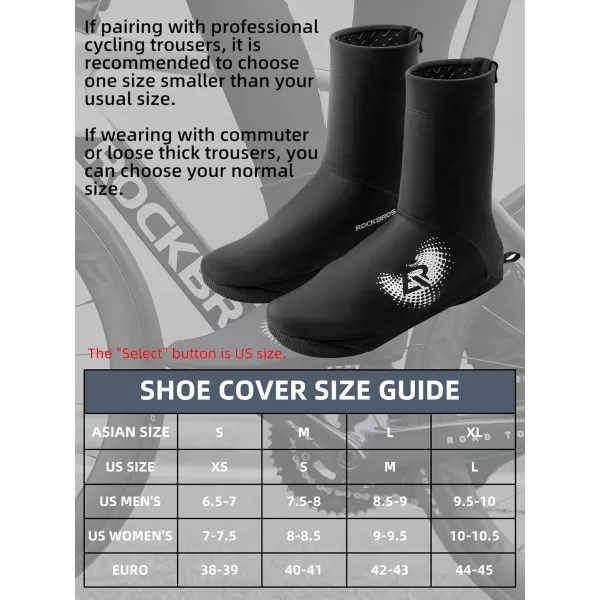 imageROCKBROS Cycling Shoe Covers Winter Thermal Windproof Full Bicycle Overshoes for Men and Women Mountain Road Bike Shoes Water ResistantXSmall WomenXSmall Men
