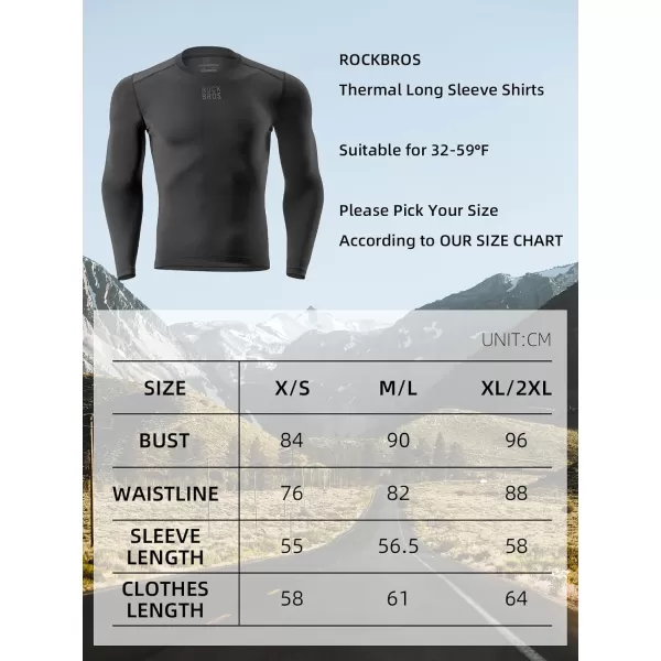 imageROCKBROS Cycling Thermal Long Sleeve Shirts Men Wicking Compression Fleece Undershirt Base Layer for Ski Workout