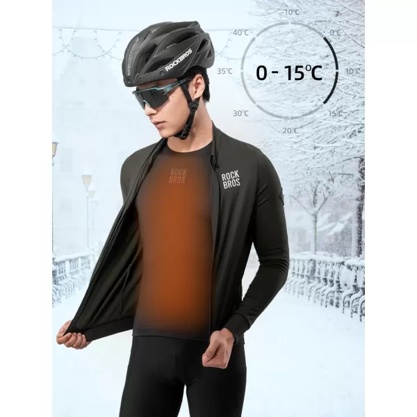 imageROCKBROS Cycling Thermal Long Sleeve Shirts Men Wicking Compression Fleece Undershirt Base Layer for Ski Workout