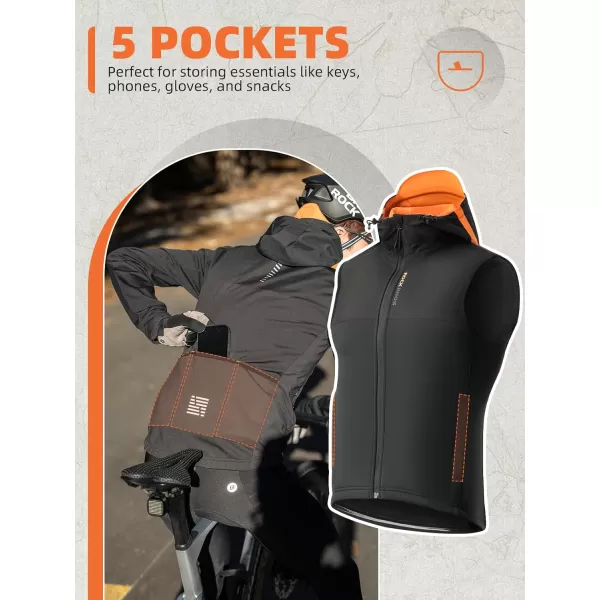 imageROCKBROS Cycling Vest Winter Mens Vest Warm Outerwear Vest for Men Fleece Lined Windproof Sleeveless Jacket