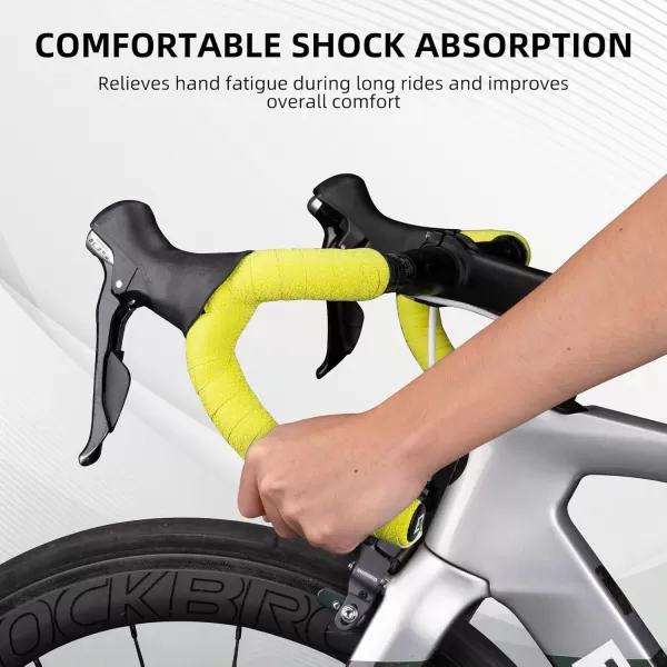 imageROCKBROS EVA Bike Handlebar Tape for Road Bike Comfort Bicycle Bar Tape NonSlip Durable Bike Bar Tape Grip 2 PcsYellow