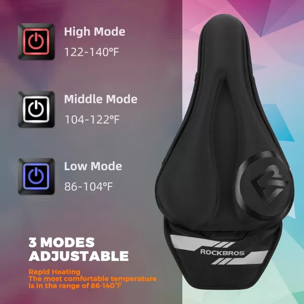 imageROCKBROS Heated Bike Seat Cover Gel Padded Rechargeable Bike Seat Cushion Adjustable Bicycle Seat Cushion Compatible with Peloton Outdoor ampamp Indoor Bicycle Seat108  71